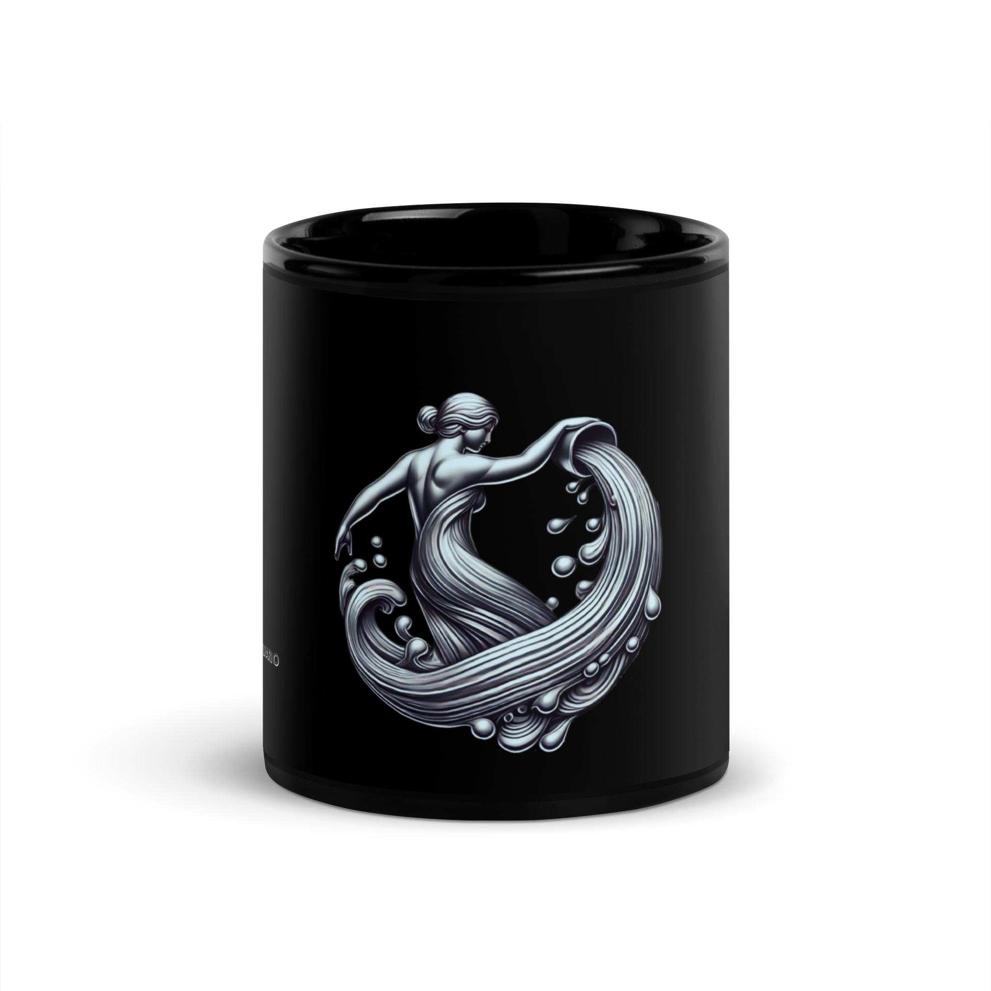 Taza negra horoscopo metalizado Acuario - daleuntoke.com